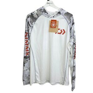 SIMMS Fishing Mens Daiwa Solar Tech Hoody, Cloud Veil Camo, UPF, Quick Dry,Large